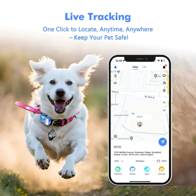 Waterproof Pet GPS Tracker with Real-Time Positioning - PetHugZ
